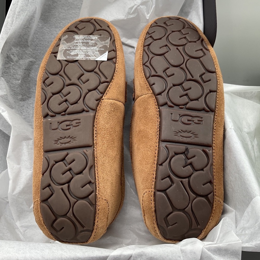 UGG Hailey Loafer Slippers Chestnut Suede Sheepskin Lined Flats 1019090 - Picture 6 of 11